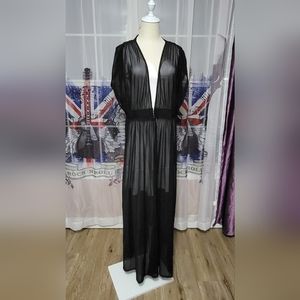 New Sheer Black Maxi Vest Coverup Size 1X